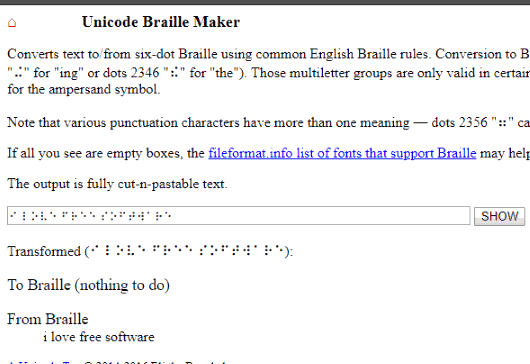 Unicode Braille Maker