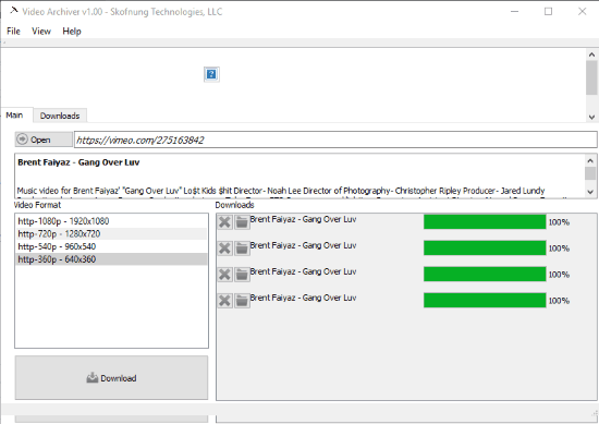 Video Archiver- interface