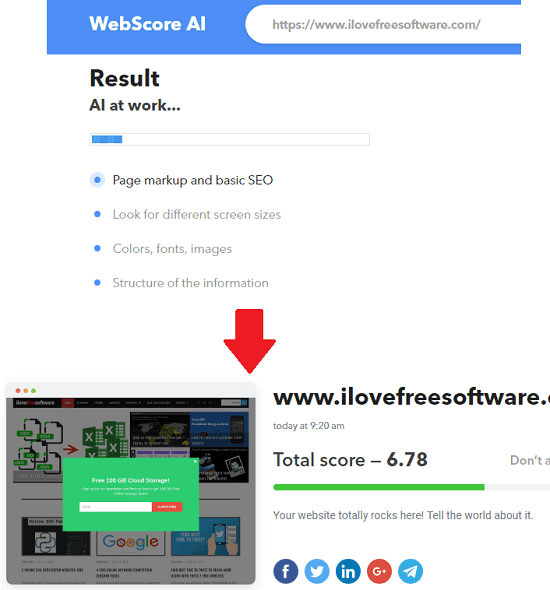 WebScore AI checking beauty of website