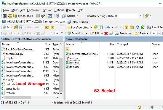 WinSCP free Amazon S3 client software