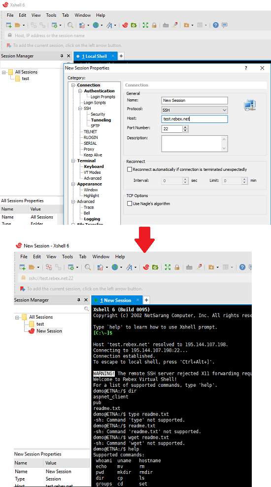 X Shell SSH session