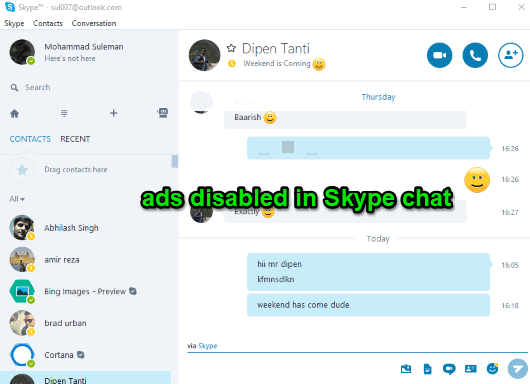 ads disabled in skype chat