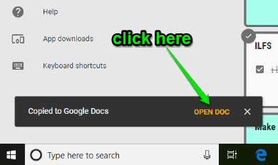 click open doc option