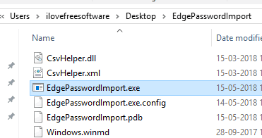 double click edgepasswordimport.exe application