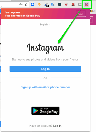 login to your instagram account