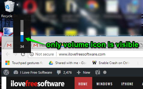 only volume icon is visible