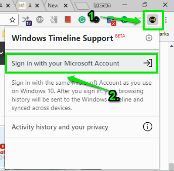open extension pop-up and sign in with your microsoft account