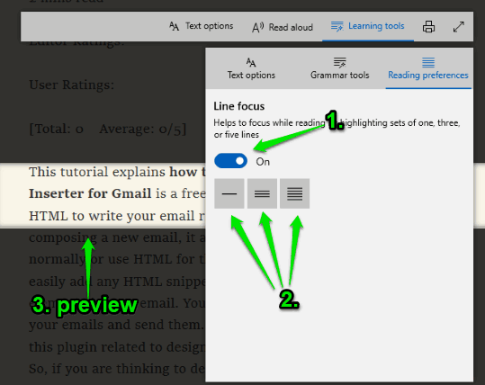 turn on line focus option and select a line mode