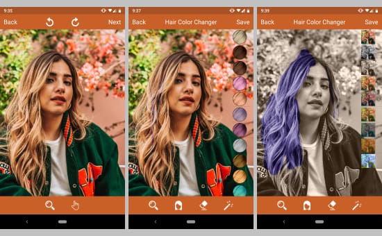 android app to change hair color 