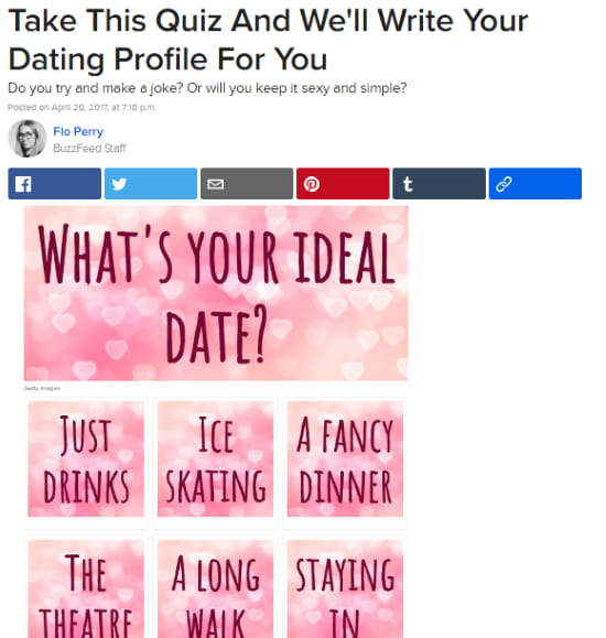 online dating profile quiz