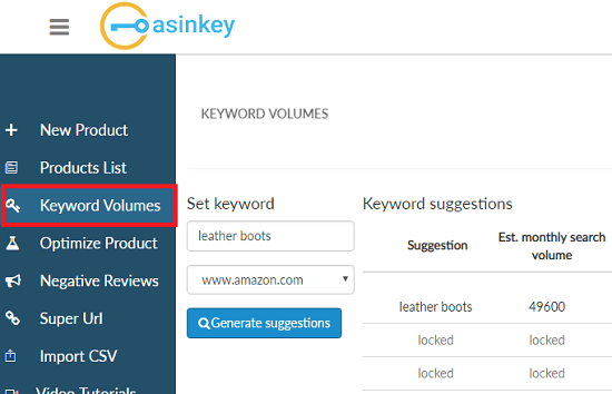 AsinKey free amazon keyword tool