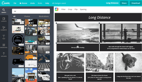 Canva create a free storyboard