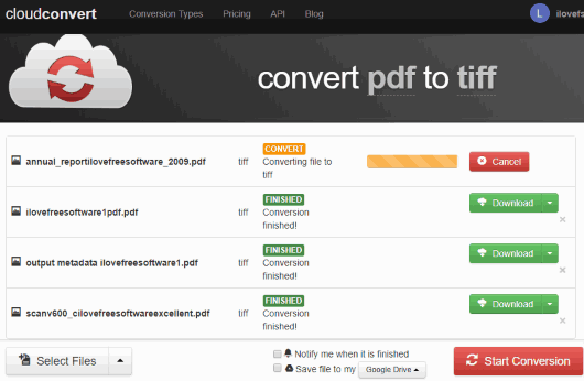 CloudConvert PDF to TIFF
