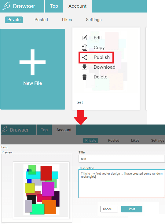 Drawser publish design to community