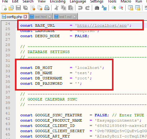 Easy!Appointments configuration