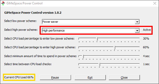 automatically change power plan based on CPU load