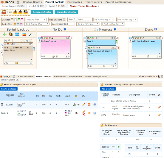 Kados open source scrum tool