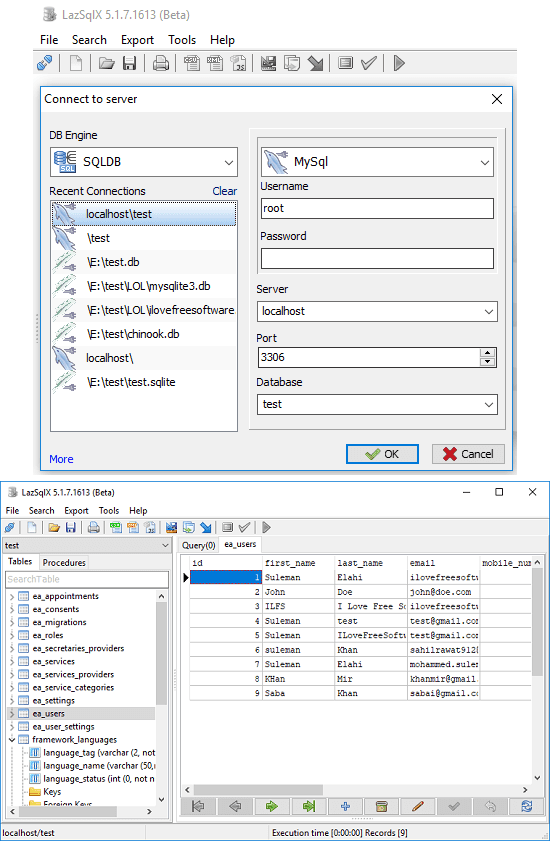 LazSqlX connect to database