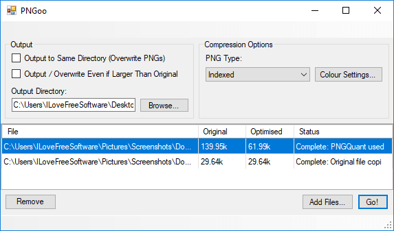 PNGoo image optimization software