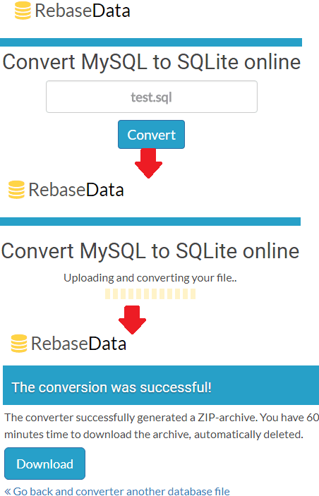 RebaseData free mysql to sqlite converter