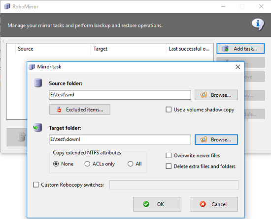 RoboMirror free Robocopy GUI