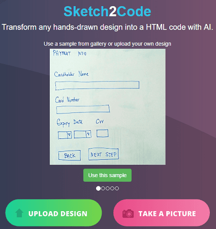 Sketch to Code upload an image