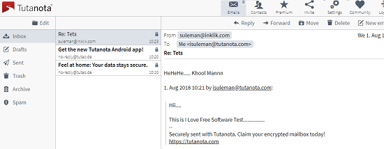 Tutanota free secure encrypted email service