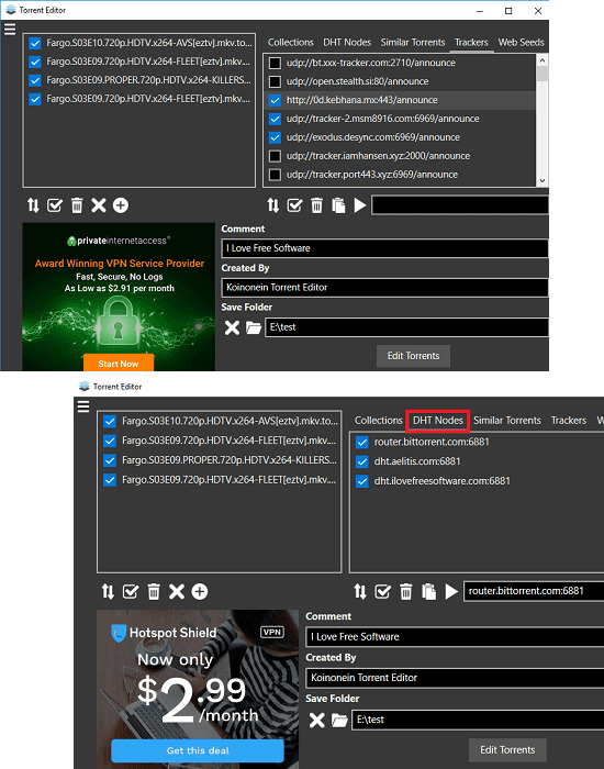 batch torrent editing with dht nodes