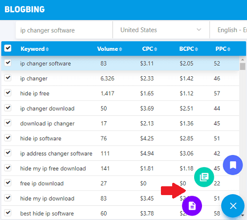 blogbing export keyword data