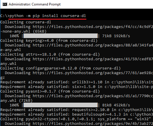 coursera-dl install via pip