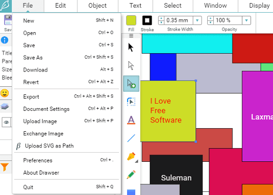 drawser more options