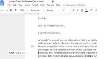 google docs real-time word count