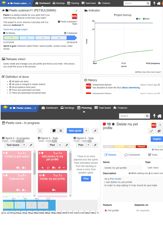 iceScrum free scrum tool online