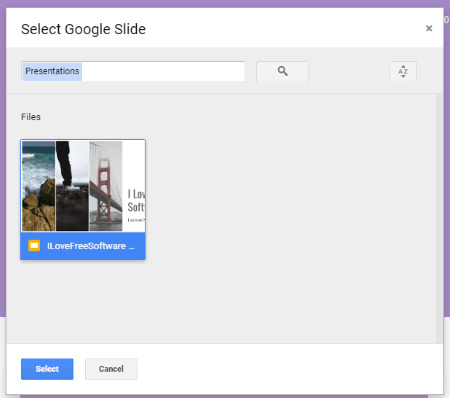 select google slide presentation