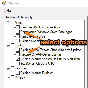 select options