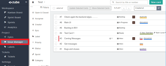 zube issues tracker