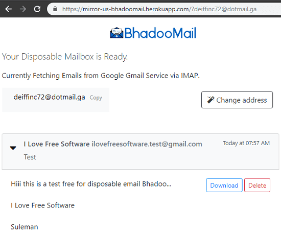 BhadooMail free temporary email