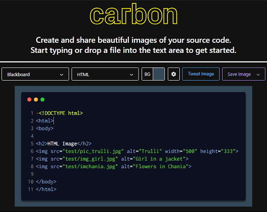 Carbon interface in browser