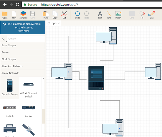 Creately free network topology diagram maker