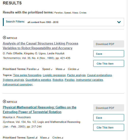 JSTOR Analyzer results