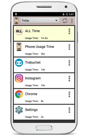 Phone Usage Time android app to track time spent on phone
