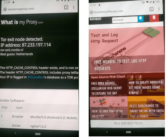 Tor Browser on Android in action