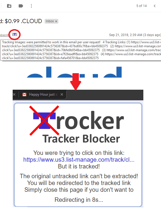 Trocker chrome extension blocking trackers