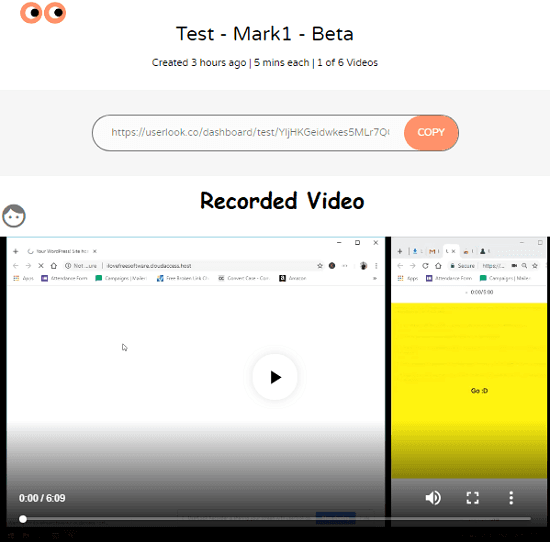 UserLook Recording in dashboard