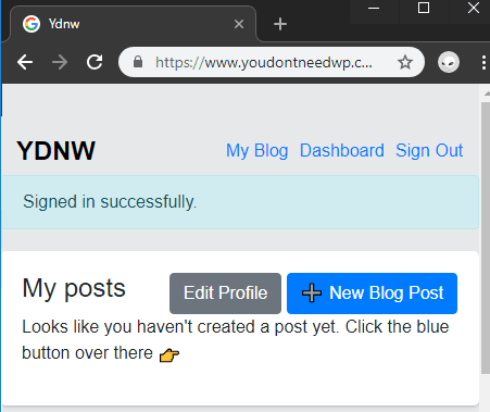 YouDontNeedWp create a new post