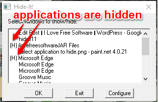 applications are hidden