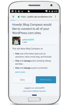 blog compass app authorize app with wordpress