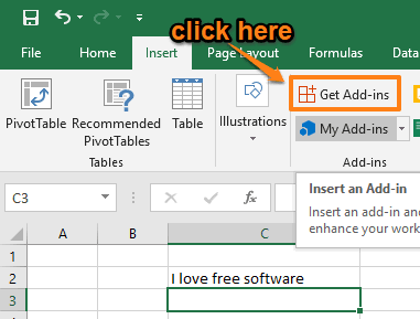 click get add-ins option