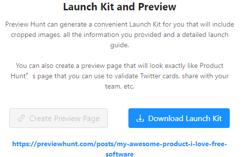 create preview page and download launch kit