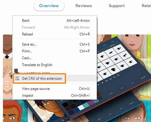get crx of this extension option